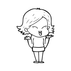 happy cartoon girl
