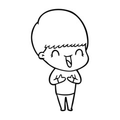 happy cartoon boy