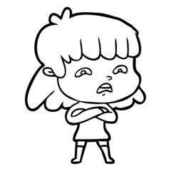 cartoon worried woman