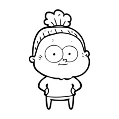 cartoon happy old woman