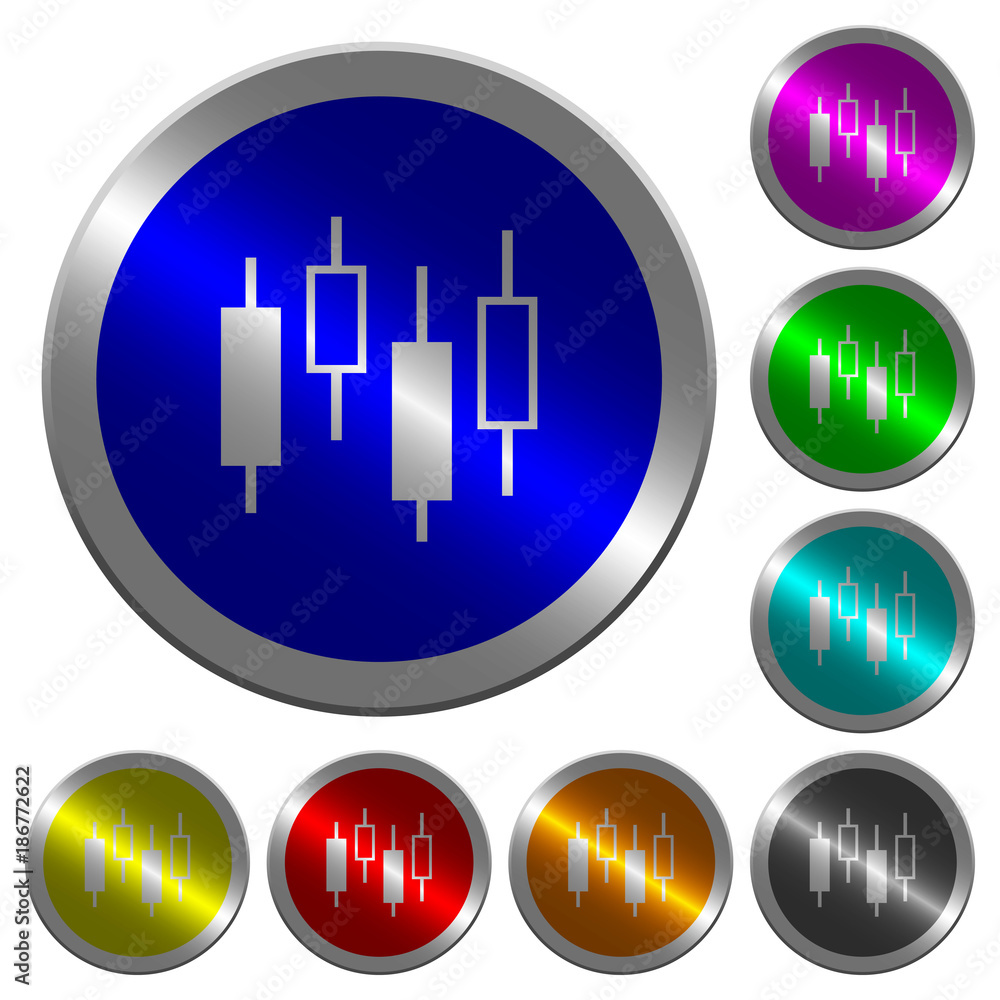 Poster candlestick chart luminous coin-like round color buttons