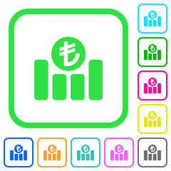 Turkish Lira financial graph vivid colored flat icons