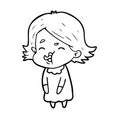 cartoon girl pulling face