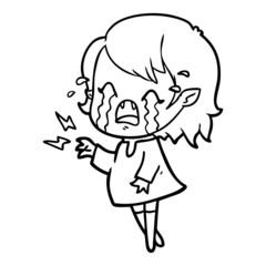 Fototapeta premium cartoon crying vampire girl