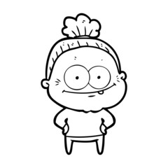 Fototapeta premium cartoon happy old woman