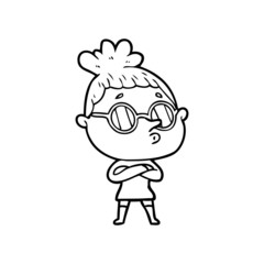 cartoon woman wearing glasses