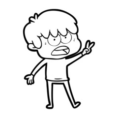 worried cartoon boy