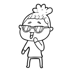 Obraz premium cartoon happy woman wearing spectacles