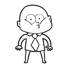 cartoon bald man staring