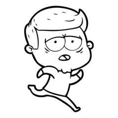 cartoon tired man