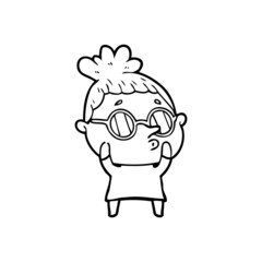 cartoon woman wearing glasses