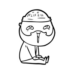 cartoon happy bearded man