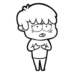 cartoon exhausted boy
