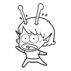 cartoon shocked alien girl