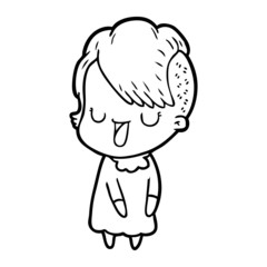 cute cartoon girl with hipster haircut