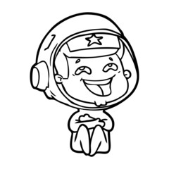 Obraz premium cartoon laughing astronaut