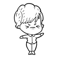 cartoon frustrated woman