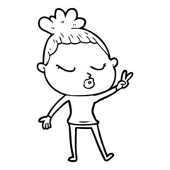 cartoon calm woman