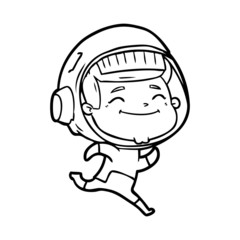 happy cartoon astronaut