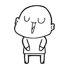 happy cartoon bald man