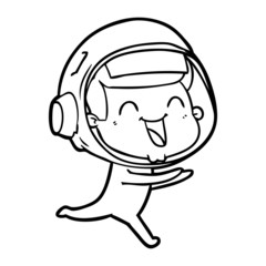 happy cartoon astronaut