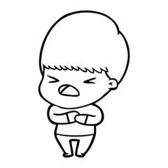 cartoon stressed man