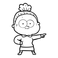 Obraz premium cartoon happy old woman