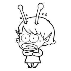 cartoon shocked alien girl