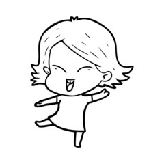 happy cartoon girl