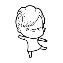 cartoon annoyed hipster girl