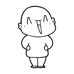 happy cartoon bald man