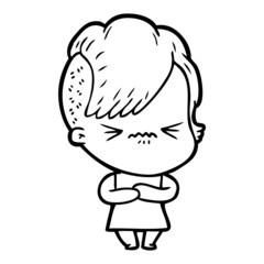 cartoon annoyed hipster girl
