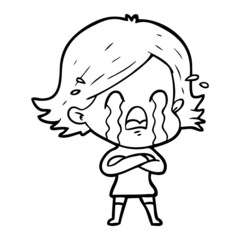 cartoon woman crying