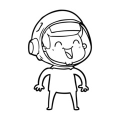 happy cartoon astronaut