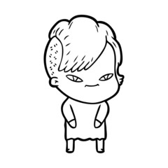 cute cartoon girl with hipster haircut