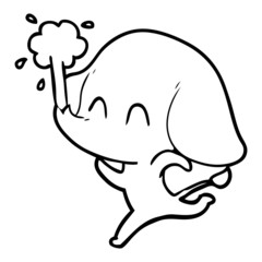 cute cartoon elephant spouting water