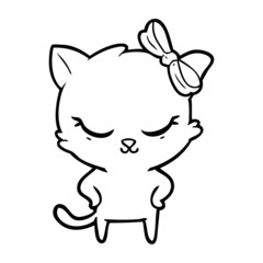 cute cartoon cat with bow