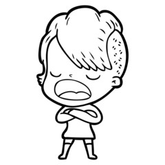 cartoon cool hipster girl talking
