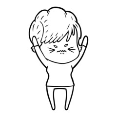 cartoon frustrated woman
