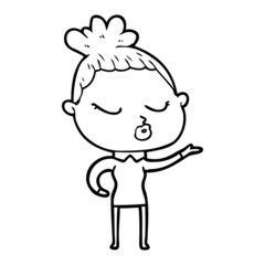 cartoon calm woman