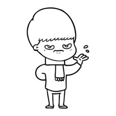 annoyed cartoon boy