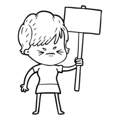 cartoon frustrated woman