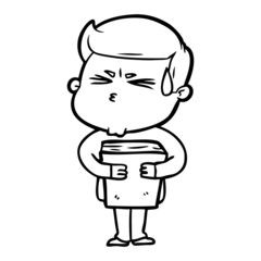 cartoon man sweating