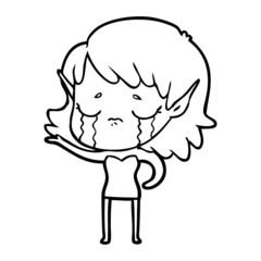 cartoon crying elf girl