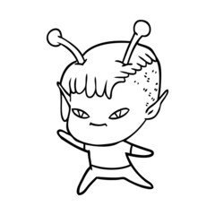 cute cartoon alien girl