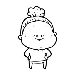 cartoon happy old woman