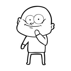 cartoon bald man staring