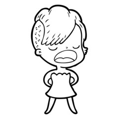 cartoon cool hipster girl talking