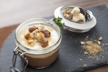 chocolate cream dessert of three types of chocolate