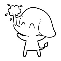 cute cartoon elephant spouting water
